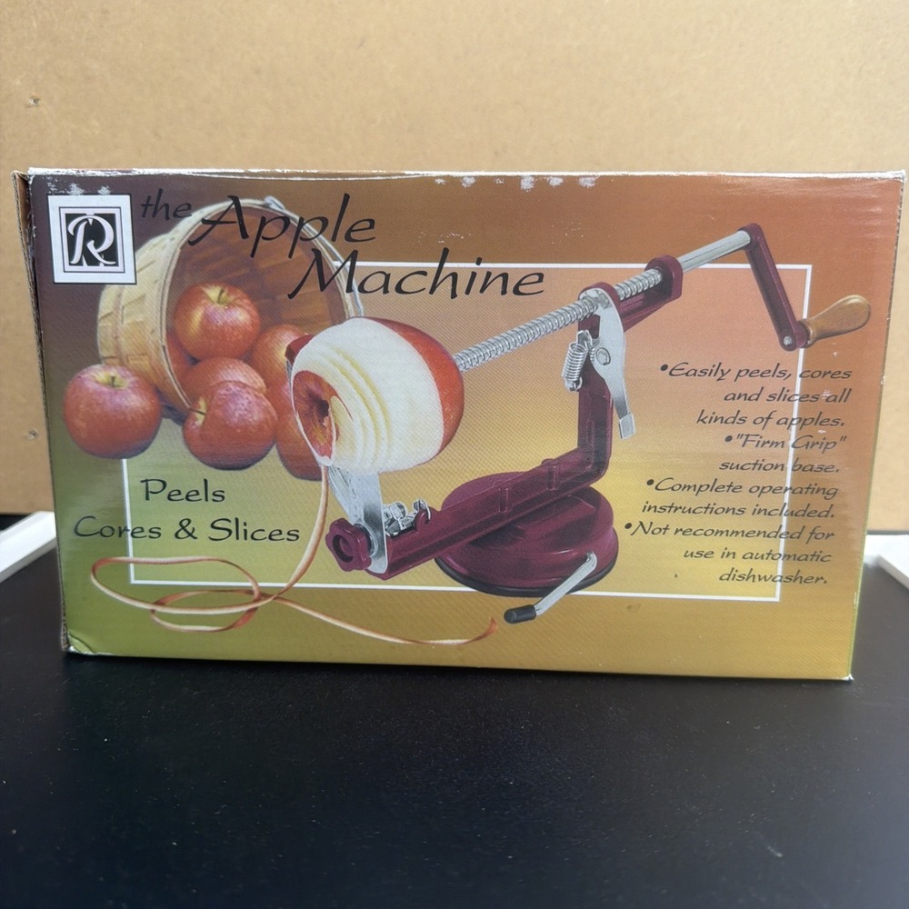 R&M Apple Machine Peeler Corer Slicer Red Stainless Steel 3-in-1 Tool 5920